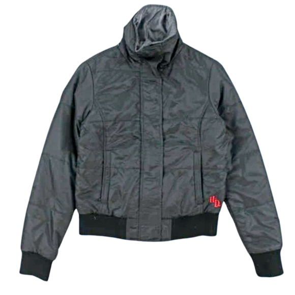 Harley-Davidson *Women's Black Full-Zip Embroidered Bomber Jacket (sz/L) - Picture 2 of 8